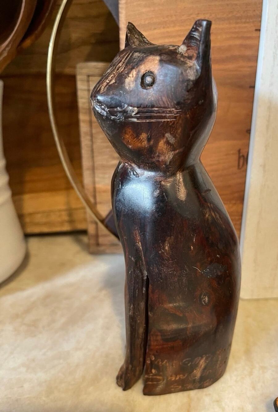 Vintage Ironwood Cat figurine Mexico